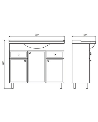 Тумба с раковиной белый глянец 86 см Comforty Сочи 00003132120