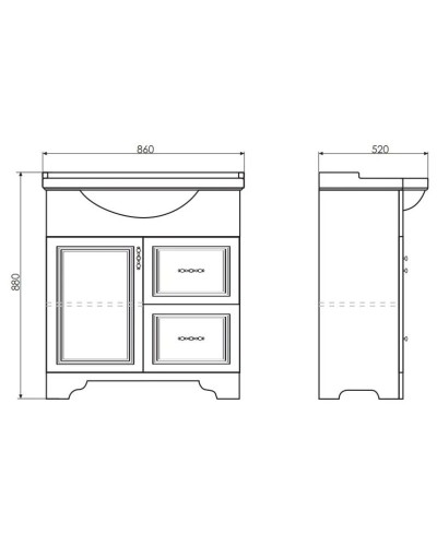 Тумба с раковиной слоновая кость 86 см Comforty Севилья 00003132626