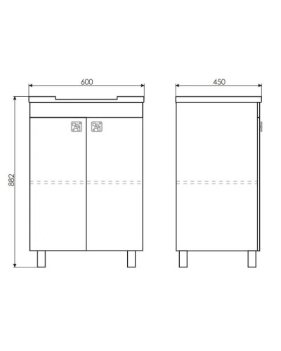 Тумба с раковиной дуб солсбери/белый глянец 60 см Comforty Рио 00003126983