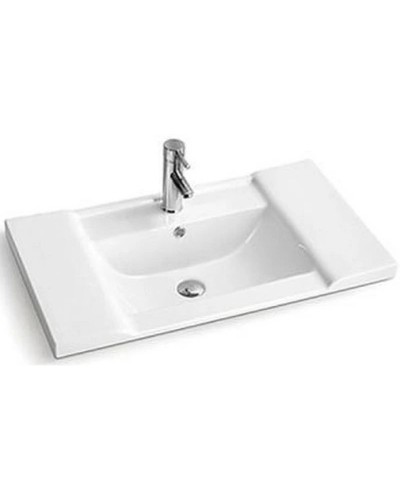 Тумба с раковиной дуб солсбери/белый глянец 80 см Comforty Рио 00003126985