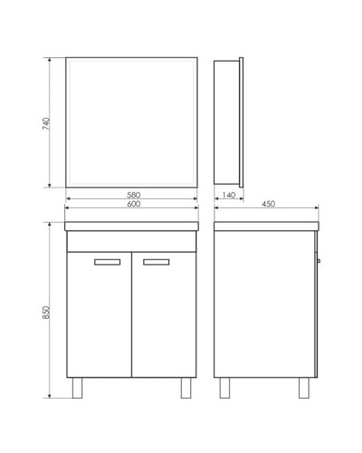 Тумба с раковиной белый глянец 60 см Comforty Чезана 00003120091