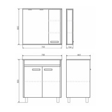Тумба с раковиной сосна лоредо/белый глянец 75 см Comforty Тулуза 00003121660