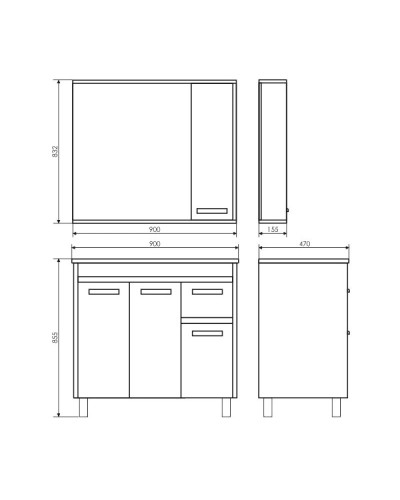 Тумба с раковиной сосна лоредо/белый глянец 90 см Comforty Тулуза 00003132229