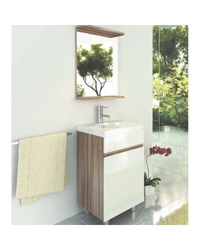 Тумба с раковиной белый глянец/эбони светлый 49,5 см Comforty Астра 00003118246