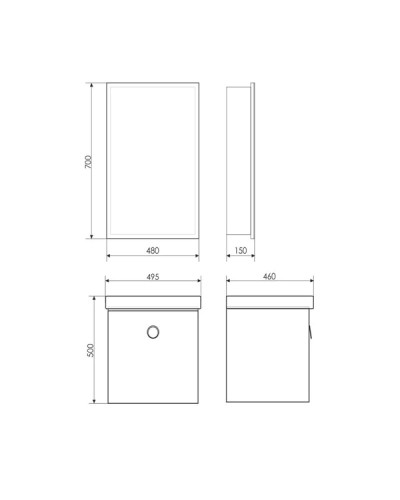 Тумба с раковиной белый глянец/эбони светлый 49,5 см Comforty Магнолия 00003118133