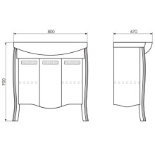 Тумба с раковиной белый глянец 80 см Comforty Венеция 00003130163