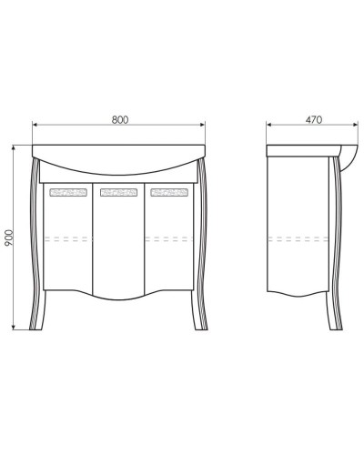 Тумба с раковиной белый глянец 80 см Comforty Венеция 00003130163