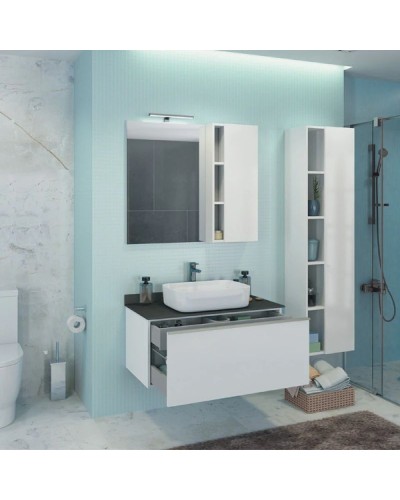 Тумба с раковиной белый глянец 90 см Comforty Милан 00004137131