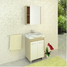 Тумба с раковиной белый глянец/сосна лоредо 60 см Comforty Киото 00003123805