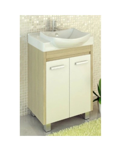 Тумба с раковиной белый глянец/сосна лоредо 60 см Comforty Киото 00003123805