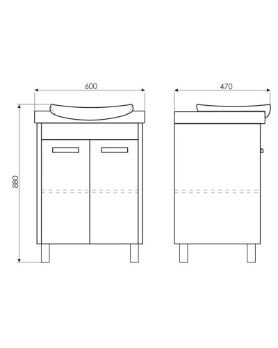 Тумба с раковиной белый глянец/сосна лоредо 60 см Comforty Киото 00003123805