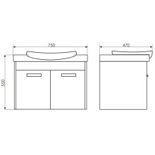 Тумба с раковиной белый глянец 75 см Comforty Киото 00004136266