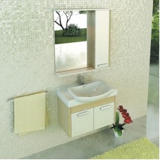 Тумба с раковиной белый глянец/сосна лоредо 75 см Comforty Киото 00003123807