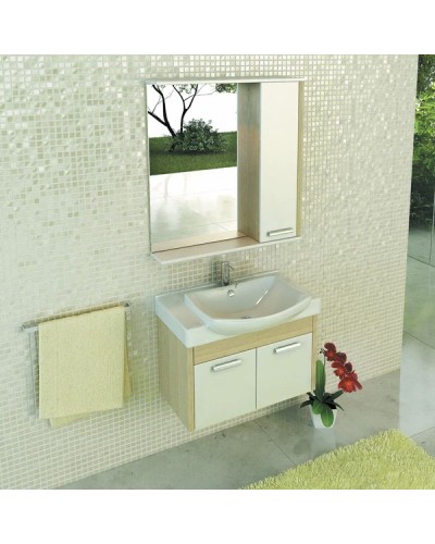 Тумба с раковиной белый глянец/сосна лоредо 75 см Comforty Киото 00003123807