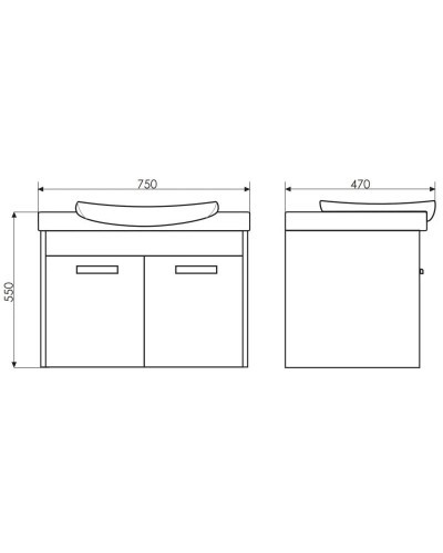 Тумба с раковиной белый глянец/сосна лоредо 75 см Comforty Киото 00003123807