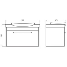 Тумба с раковиной белый глянец/сосна лоредо 90 см Comforty Киото 00003126707