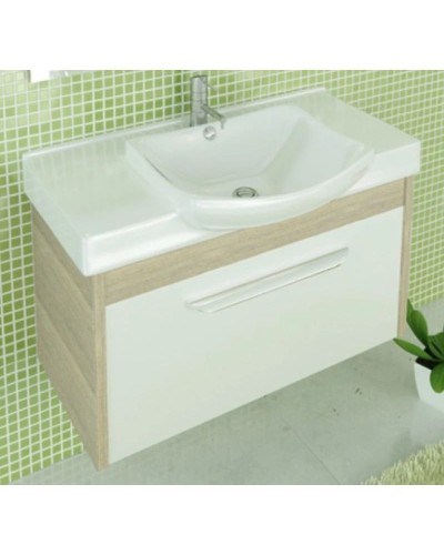 Тумба с раковиной белый глянец/сосна лоредо 90 см Comforty Киото 00003126707