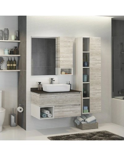 Тумба с раковиной дуб белый 90 см Comforty Прага 00004136270