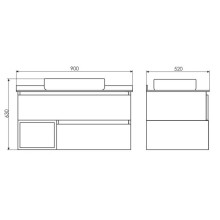 Тумба с раковиной дуб белый 90 см Comforty Прага 00004136270