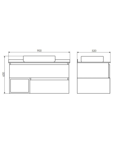 Тумба с раковиной дуб белый 90 см Comforty Прага 00004136270