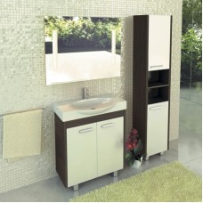 Тумба с раковиной белый глянец/венге темный 76,5 см Comforty Лион 00004135008