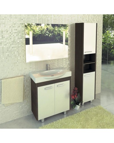 Тумба с раковиной белый глянец/венге темный 76,5 см Comforty Лион 00004135008