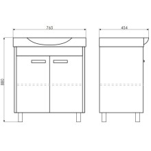 Тумба с раковиной белый глянец/венге темный 76,5 см Comforty Лион 00004135008