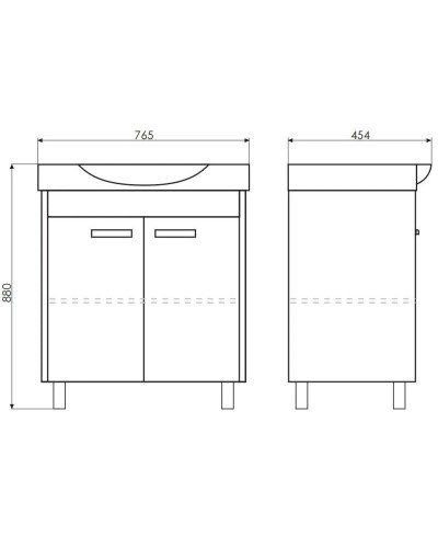 Тумба с раковиной белый глянец/венге темный 76,5 см Comforty Лион 00004135008