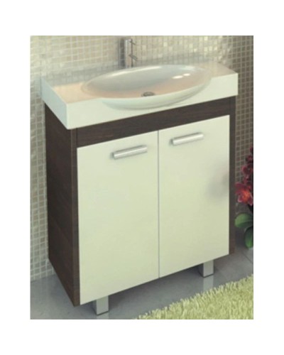 Тумба с раковиной белый глянец/венге темный 76,5 см Comforty Лион 00004135008