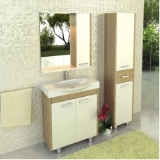 Тумба с раковиной белый глянец/сосна лоредо 76,5 см Comforty Лион 00003125547