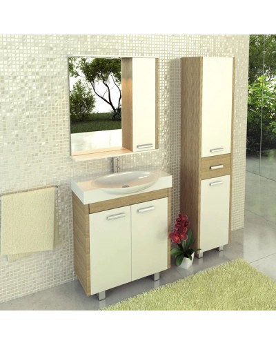 Тумба с раковиной белый глянец/сосна лоредо 76,5 см Comforty Лион 00003125547