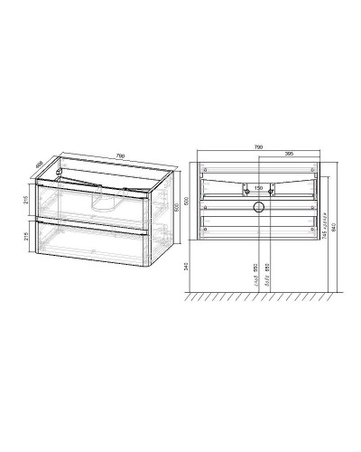 Тумба под раковину Vincea Vico 80 VMC-2V800VO подвесная V.Oak