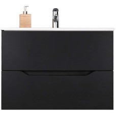 Тумба с раковиной Orange Li-80Tub+Ra подвесная Черная матовая