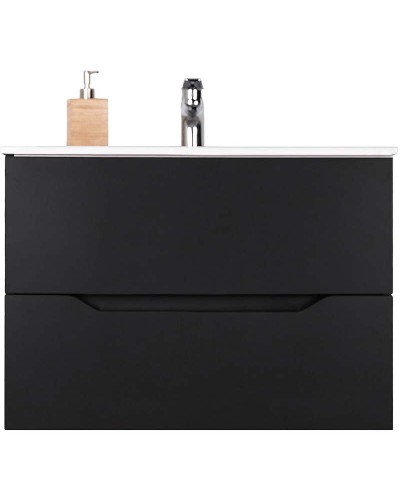 Тумба с раковиной Orange Li-80Tub+Ra подвесная Черная матовая