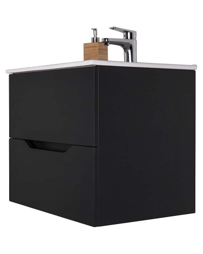 Тумба с раковиной Orange Li-80Tub+Ra подвесная Черная матовая