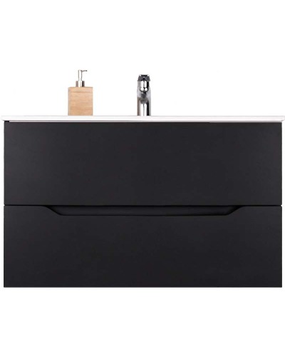 Тумба с раковиной Orange Li-100Tub+Ra подвесная Черная матовая