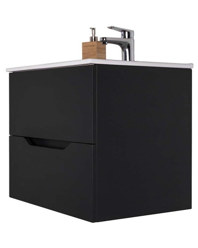 Тумба с раковиной Orange Li-100Tub+Ra подвесная Черная матовая