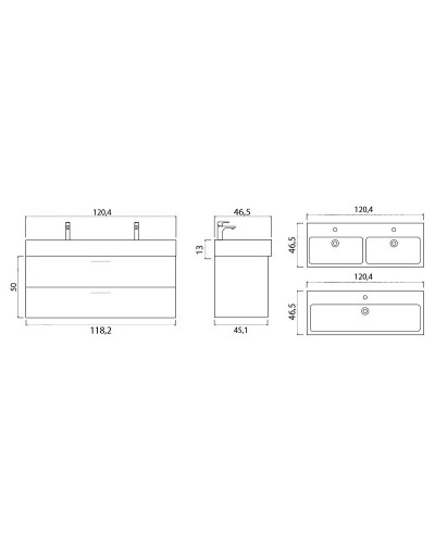 Тумба под раковину Creto Tivoli 120 Due 8-1393W подвесная Белая