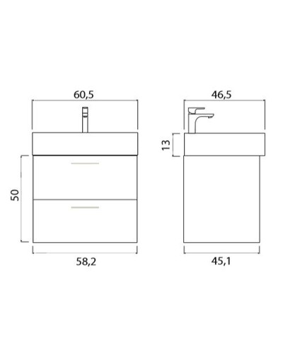 Тумба под раковину Creto Tivoli 60 8-1376W подвесная Белая