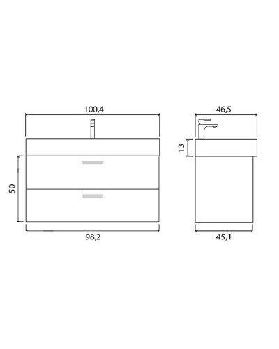 Тумба под раковину Creto Tivoli 100 8-1378BA подвесная Bamenda