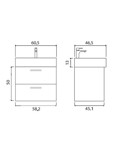 Тумба под раковину Creto Tivoli 60 8-1376BA подвесная Bamenda