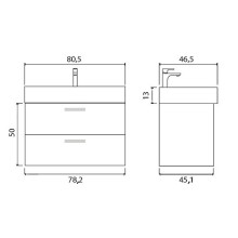 Тумба под раковину Creto Tivoli 80 8-1377BA подвесная Bamenda