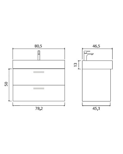 Тумба под раковину Creto Tivoli 80 8-1377BA подвесная Bamenda
