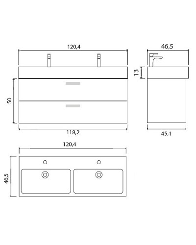 Тумба под раковину Creto Tivoli 120 Due 8-1393BA подвесная Bamenda