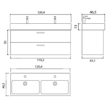 Тумба под раковину Creto Tivoli 120 Due 8-1393S подвесная Soft