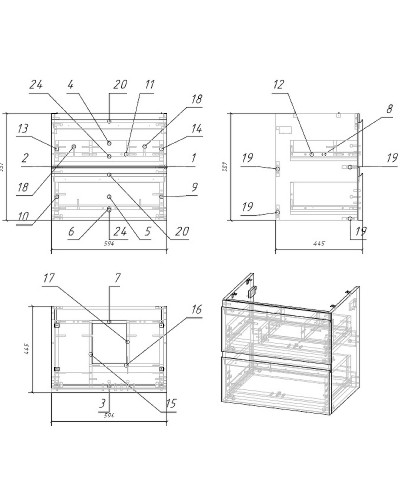 Тумба под раковину Cersanit Moduo 60 SB-SZ-MOD60-BL/Wh подвесная Белая