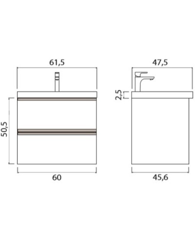 Тумба под раковину Creto Alba 60 11-1161VI подвесная Vincenzo