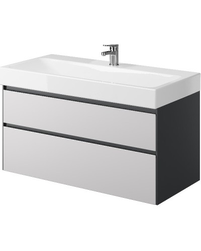 Тумба под раковину Creto Amelia 100 14-1079G подвесная Антрацит Белый матовый