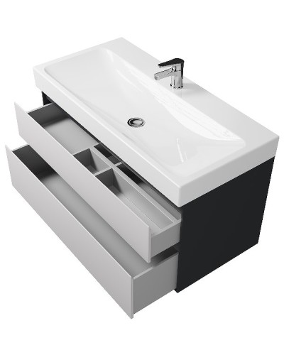 Тумба под раковину Creto Amelia 100 14-1079G подвесная Антрацит Белый матовый