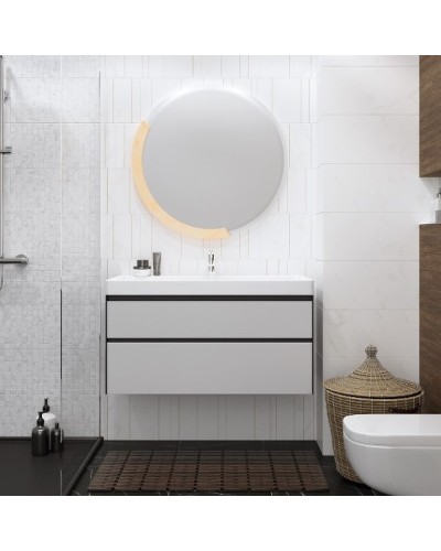 Тумба под раковину Creto Amelia 100 14-1079G подвесная Антрацит Белый матовый